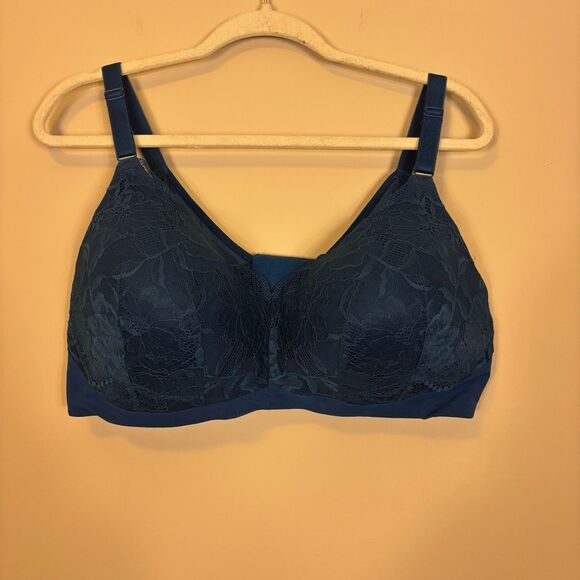 Torrid Curve Blue Lace Wireless Bra Size 42DD - Picture 1 of 4